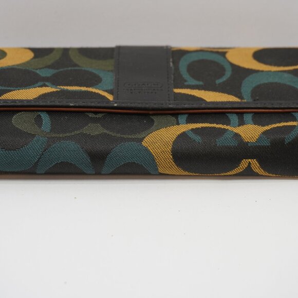 Coach Tri-Fold Multi Colored Fabric CC Holder Wallet - Picture 2 of 8